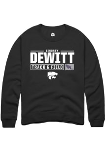 Lindsey DeWitt  Rally K-State Wildcats Mens Black NIL Stacked Box Long Sleeve Crew Sweatshirt