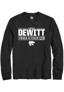 Lindsey DeWitt  K-State Wildcats Black Rally NIL Stacked Box Long Sleeve T Shirt