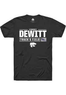Lindsey DeWitt  K-State Wildcats Black Rally NIL Stacked Box Short Sleeve T Shirt