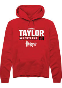 Antrell Taylor  Rally Nebraska Cornhuskers Mens Red NIL Stacked Box Long Sleeve Hoodie