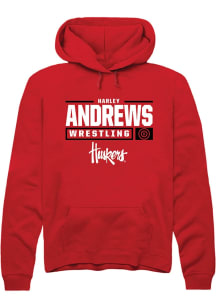 Harley Andrews  Rally Nebraska Cornhuskers Mens Red NIL Stacked Box Long Sleeve Hoodie