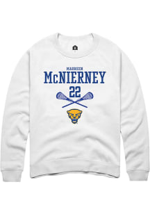 Maureen McNierney  Rally Pitt Panthers Mens White NIL Sport Icon Long Sleeve Crew Sweatshirt