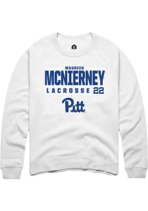 Maureen McNierney  Rally Pitt Panthers Mens White NIL Stacked Box Long Sleeve Crew Sweatshirt