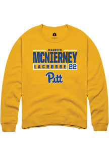 Maureen McNierney  Rally Pitt Panthers Mens Gold NIL Stacked Box Long Sleeve Crew Sweatshirt