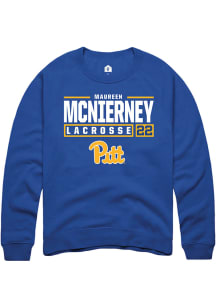Maureen McNierney  Rally Pitt Panthers Mens Blue NIL Stacked Box Long Sleeve Crew Sweatshirt