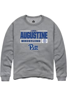 Luca Augustine  Rally Pitt Panthers Mens Graphite NIL Stacked Box Long Sleeve Crew Sweatshirt