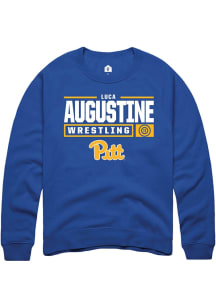 Luca Augustine  Rally Pitt Panthers Mens Blue NIL Stacked Box Long Sleeve Crew Sweatshirt