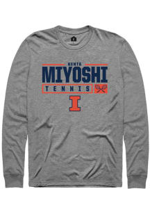 Kenta Miyoshi  Illinois Fighting Illini Graphite Rally NIL Stacked Box Long Sleeve T Shirt