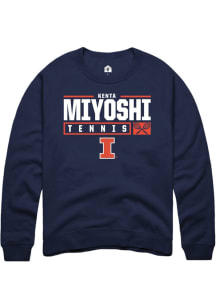 Kenta Miyoshi  Rally Illinois Fighting Illini Mens Navy Blue NIL Stacked Box Long Sleeve Crew Swea..