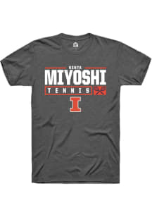 Kenta Miyoshi  Illinois Fighting Illini Dark Grey Rally NIL Stacked Box Short Sleeve T Shirt