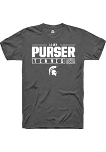Issey Purser  Michigan State Spartans Dark Grey Rally NIL Stacked Box Short Sleeve T Shirt