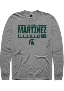 Makenna Martinez  Michigan State Spartans Graphite Rally NIL Stacked Box Long Sleeve T Shirt