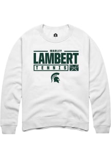 Marley Lambert  Rally Michigan State Spartans Mens White NIL Stacked Box Long Sleeve Crew Sweatshi..