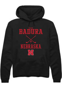 Caleb Badura  Rally Nebraska Cornhuskers Mens Black NIL Sport Icon Long Sleeve Hoodie
