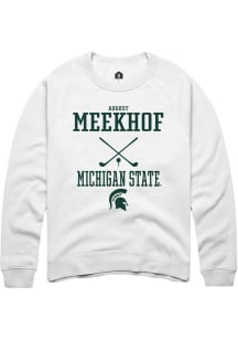 August Meekhof  Rally Michigan State Spartans Mens White NIL Sport Icon Long Sleeve Crew Sweatshir..