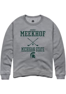 August Meekhof  Rally Michigan State Spartans Mens Graphite NIL Sport Icon Long Sleeve Crew Sweats..