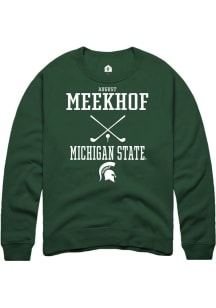 August Meekhof  Rally Michigan State Spartans Mens Green NIL Sport Icon Long Sleeve Crew Sweatshir..