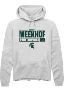 August Meekhof  Rally Michigan State Spartans Mens White NIL Stacked Box Long Sleeve Hoodie
