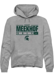 August Meekhof  Rally Michigan State Spartans Mens Graphite NIL Stacked Box Long Sleeve Hoodie