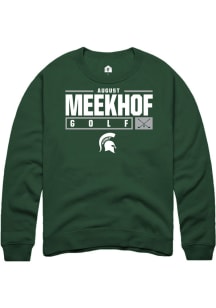 August Meekhof  Rally Michigan State Spartans Mens Green NIL Stacked Box Long Sleeve Crew Sweatshi..