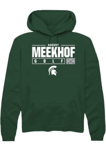 August Meekhof  Rally Michigan State Spartans Mens Green NIL Stacked Box Long Sleeve Hoodie