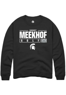 August Meekhof  Rally Michigan State Spartans Mens Black NIL Stacked Box Long Sleeve Crew Sweatshi..
