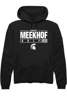 August Meekhof  Rally Michigan State Spartans Mens Black NIL Stacked Box Long Sleeve Hoodie