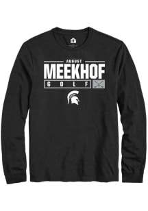 August Meekhof  Michigan State Spartans Black Rally NIL Stacked Box Long Sleeve T Shirt