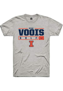 Ryan Voois  Illinois Fighting Illini Ash Rally NIL Stacked Box Short Sleeve T Shirt