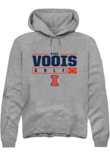 Ryan Voois  Rally Illinois Fighting Illini Mens Graphite NIL Stacked Box Long Sleeve Hoodie