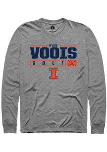 Ryan Voois  Illinois Fighting Illini Graphite Rally NIL Stacked Box Long Sleeve T Shirt
