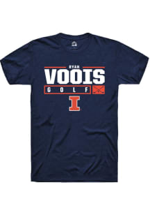 Ryan Voois  Illinois Fighting Illini Navy Blue Rally NIL Stacked Box Short Sleeve T Shirt