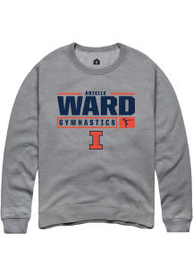 Arielle Ward  Rally Illinois Fighting Illini Mens Graphite NIL Stacked Box Long Sleeve Crew Sweats..