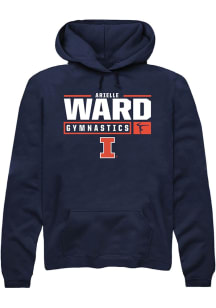 Arielle Ward  Rally Illinois Fighting Illini Mens Navy Blue NIL Stacked Box Long Sleeve Hoodie
