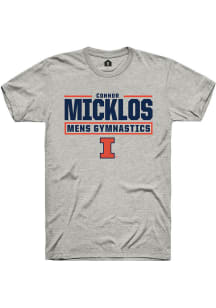 Connor Micklos  Illinois Fighting Illini Ash Rally NIL Stacked Box Short Sleeve T Shirt