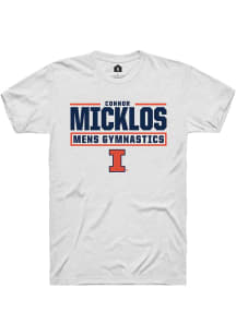 Connor Micklos  Illinois Fighting Illini White Rally NIL Stacked Box Short Sleeve T Shirt