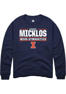 Connor Micklos  Rally Illinois Fighting Illini Mens Navy Blue NIL Stacked Box Long Sleeve Crew Swe..