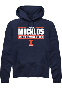 Connor Micklos  Rally Illinois Fighting Illini Mens Navy Blue NIL Stacked Box Long Sleeve Hoodie