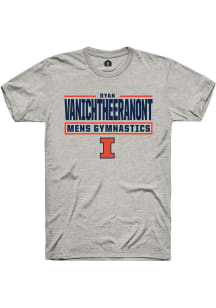 Ryan Vanichtheeranont  Illinois Fighting Illini Ash Rally NIL Stacked Box Short Sleeve T Shirt