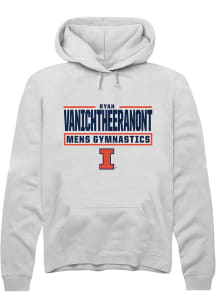 Ryan Vanichtheeranont  Rally Illinois Fighting Illini Mens White NIL Stacked Box Long Sleeve Hoodi..