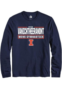 Ryan Vanichtheeranont  Illinois Fighting Illini Navy Blue Rally NIL Stacked Box Long Sleeve T Shir..