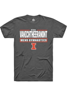 Ryan Vanichtheeranont  Illinois Fighting Illini Dark Grey Rally NIL Stacked Box Short Sleeve T Shi..