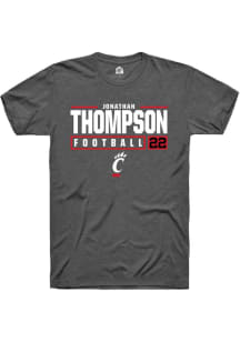 Jonathan Thompson  Cincinnati Bearcats Dark Grey Rally NIL Stacked Box Short Sleeve T Shirt