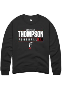 Jonathan Thompson  Rally Cincinnati Bearcats Mens Black NIL Stacked Box Long Sleeve Crew Sweatshir..