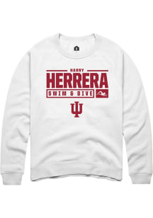 Harrison Herrera  Rally Indiana Hoosiers Mens White NIL Stacked Box Long Sleeve Crew Sweatshirt
