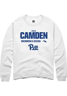 Eric Camden  Rally Pitt Panthers Mens White NIL Stacked Box Long Sleeve Crew Sweatshirt