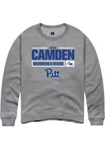 Eric Camden  Rally Pitt Panthers Mens Graphite NIL Stacked Box Long Sleeve Crew Sweatshirt