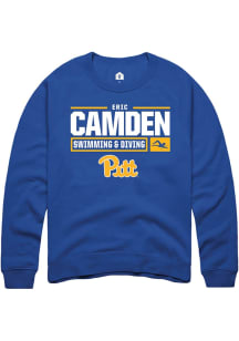 Eric Camden  Rally Pitt Panthers Mens Blue NIL Stacked Box Long Sleeve Crew Sweatshirt