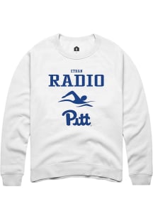 Ethan Radio  Rally Pitt Panthers Mens White NIL Sport Icon Long Sleeve Crew Sweatshirt