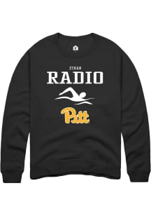 Ethan Radio  Rally Pitt Panthers Mens Black NIL Sport Icon Long Sleeve Crew Sweatshirt